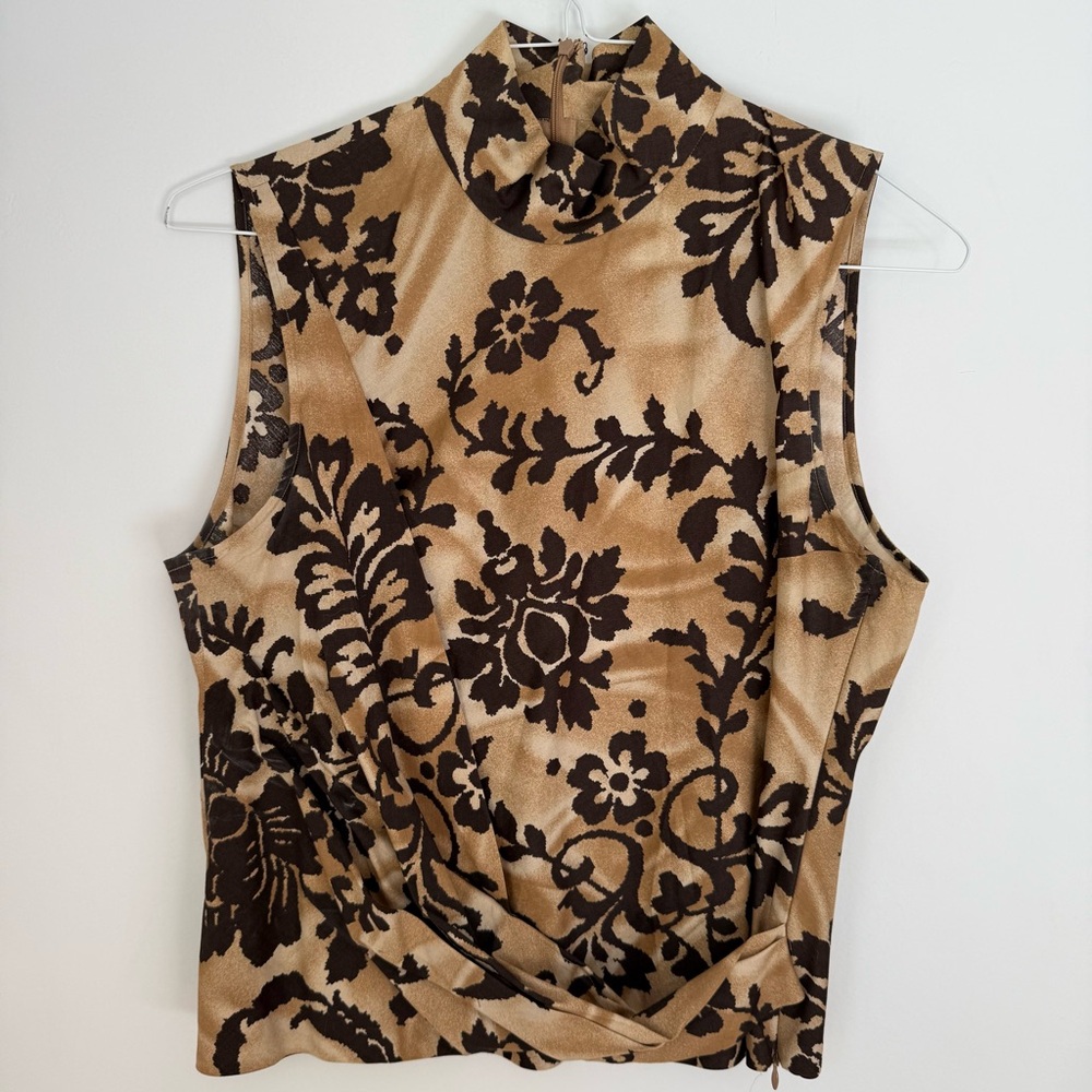 Vintage Kenzo Paris Top Size 44 Floral Sleeveless Blouse Made in France Designer